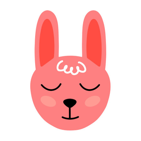Cute hand drawn bunny for kids poster isolated on white background. Funny cartoon rabbit icon. Vector doodle hare illustration for posters, cards, t-shirts, textiles, kids book, greeting cardsのイラスト素材