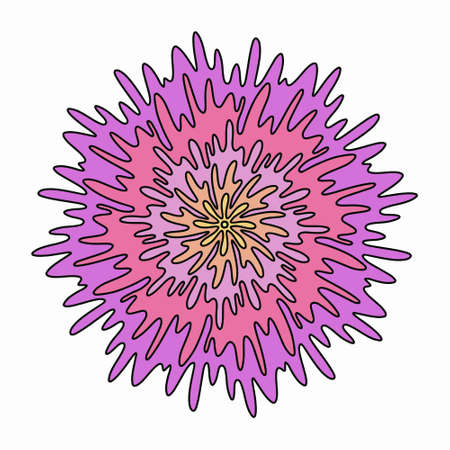 Floral, hand drawn aster mandala flowers in doodle style isolated on white background. Ð¡ute splash, water spill, blob, blot, kids and adult coloring page. Doodle Chrysanthemum and Aster design.のイラスト素材