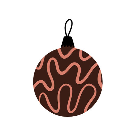 Vector hand drawn Christmas bauble. Decorative doodle Xmas ball elements isolated on white background. New Year icon for winter design, ornate and greeting cards. Single Christmas tree decorationのイラスト素材