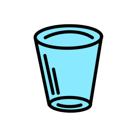 Water glass icon in flat style. Soda glass vector illustration. Liquid water business concept. Funny, cute illustration for topic design, textile, healthy life or greeting card. hand drawn print.のイラスト素材