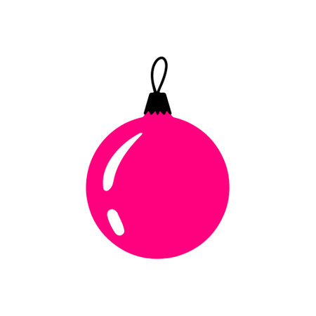 Vector hand drawn Christmas bauble. Decorative doodle Xmas ball elements isolated on white background. New Year icon for winter design, ornate and greeting cards. Single Christmas tree decorationのイラスト素材