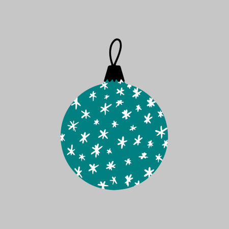 Vector hand drawn Christmas bauble. Decorative doodle Xmas ball elements isolated on white background. New Year icon for winter design, ornate and greeting cards. Single Christmas tree decorationのイラスト素材