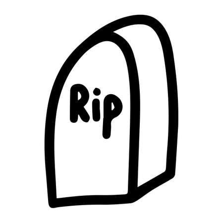 Vector halloween gravestone, cemetery clipart icon on white background. Funny, cute illustration for seasonal design, textile, decoration kids playroom or greeting card. Hand drawn prints and doodles.のイラスト素材