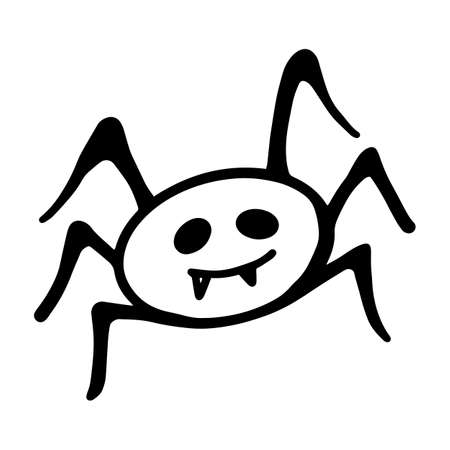 Vector halloween spider web clipart. Spider logo and icon. Funny, cute illustration for seasonal design, textile, decoration kids playroom or greeting card. Hand drawn prints and doodles.のイラスト素材