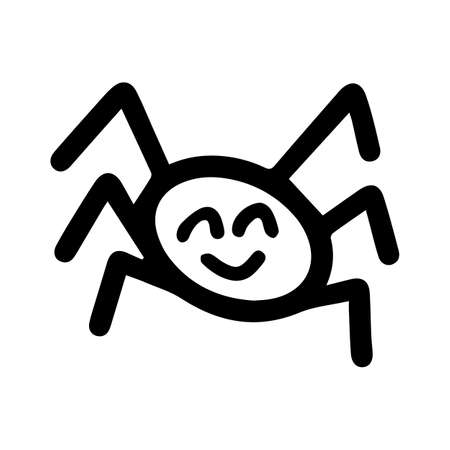 Vector halloween spider web clipart. Spider logo and icon. Funny, cute illustration for seasonal design, textile, decoration kids playroom or greeting card. Hand drawn prints and doodles.のイラスト素材