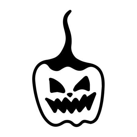 Vector halloween pumpkin clipart isolated on white background icon. Funny, cute illustration for seasonal design, textile, decoration kids playroom or greeting card. Hand drawn prints and doodles.のイラスト素材