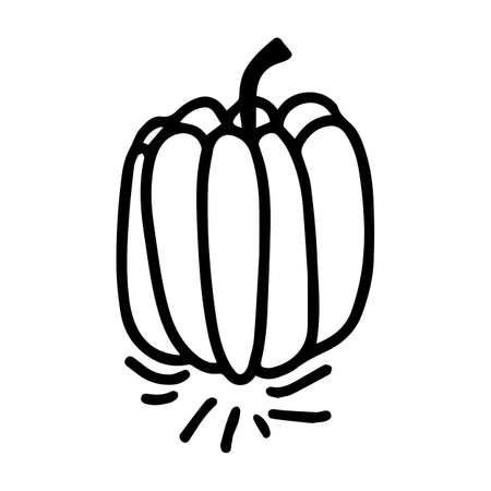 Vector halloween pumpkin clipart isolated on white background icon. Funny, cute illustration for seasonal design, textile, decoration kids playroom or greeting card. Hand drawn prints and doodles.のイラスト素材