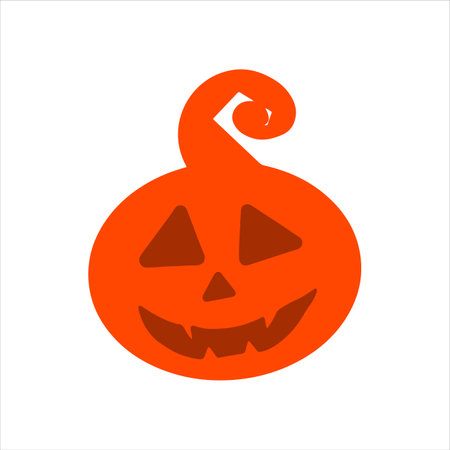 Vector halloween pumpkin clipart isolated on white background icon. Funny, cute illustration for seasonal design, textile, decoration kids playroom or greeting card. Hand drawn prints and doodles.のイラスト素材