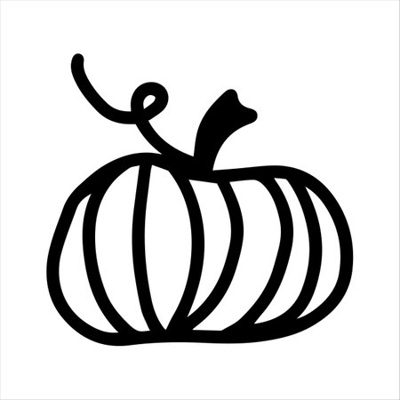 Vector halloween raw vegan pumpkin isolated on white background icon. Funny, cute illustration for seasonal design, textile, decoration kids playroom or greeting card. Hand drawn prints and doodles.のイラスト素材