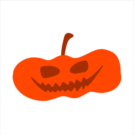 Vector halloween pumpkin clipart isolated on white background icon. Funny, cute illustration for seasonal design, textile, decoration kids playroom or greeting card. Hand drawn prints and doodles.のイラスト素材