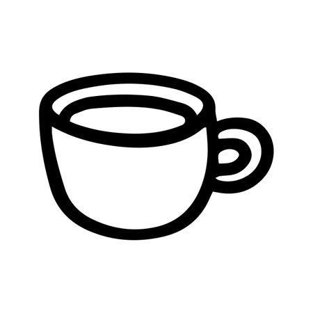 Single hand drawn cup of coffee, chocolate, cocoa, americano or cappuccino. Doodle vector illustration. Funny and cute Illustration for tea party at cafe or Stay home. isolated on white background.のイラスト素材