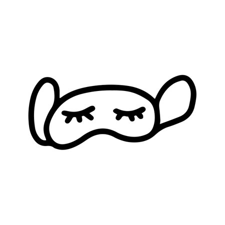 Vector cute sleep mask in Scandinavian cozy style isolated on white background. Nordic elements for design poster, wrapping, postcard and other. Hand drawn prints and doodle Stay home at night time.のイラスト素材