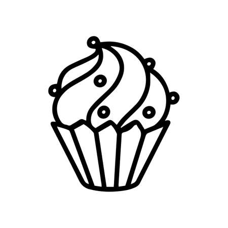 Vector cake or muffin isolated on white background. Funny, cute Illustration for seasonal design, textile, a cafe, decoration kids playroom or greeting card. Hand drawn prints and doodle Stay home.のイラスト素材