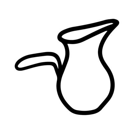 Vector Single teapot, coffee pot, stew pan or jug for kitchen. Funny, cute Illustration for seasonal design, textile, decoration kids playroom or greeting card. Hand drawn prints and doodle Stay home.のイラスト素材