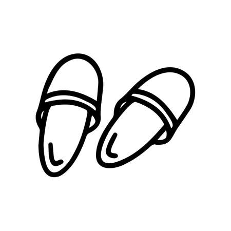 Vector home slippers in cozy style isolated on white background. Nordic elements for design poster, wrapping, postcard and other. Hand drawn prints and doodle, Stay home at self care of coronavirus.のイラスト素材