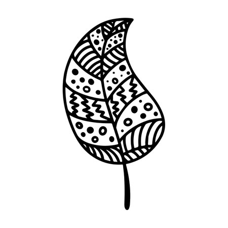 Vector tropical leaf mandala isolated on white background. Funny coloring and cute illustration for seasonal design, textile, decoration kids playroom or greeting card. Hand drawn prints and doodles.のイラスト素材