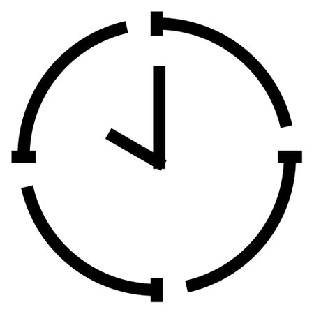 Clock icon in flat style with periods of time and clock hand. Icon for time management to control periods of time at work. Use pixel perfect time icon on web site design, presentation, app, UI. trackのイラスト素材