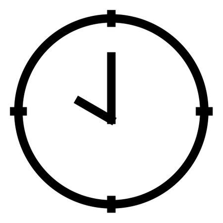 Minimalist clock icon in flat style clock hand. Outline icon with minimalistic clock face and timestamps. Minimalist time icon for your web site design, presentation, app, UI Vector icon pixel perfectのイラスト素材
