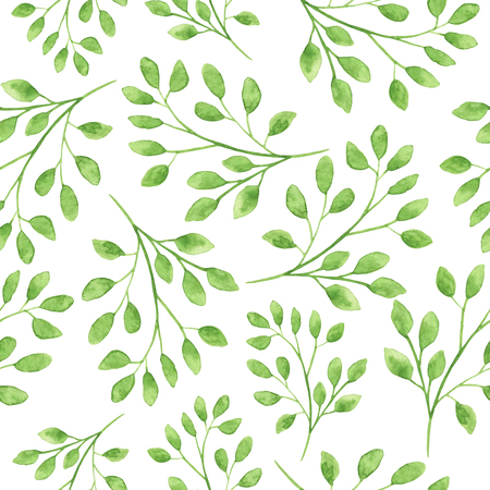 Watercolor seamless pattern with floral twigsの写真素材