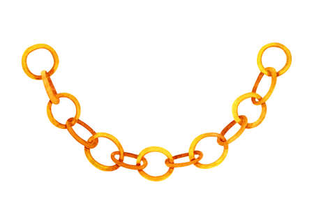Watercolor golden chain. Hand drawn vintage element for decoration isolated on white background. Jewelry accessory drawing for cards, banners, framesの写真素材