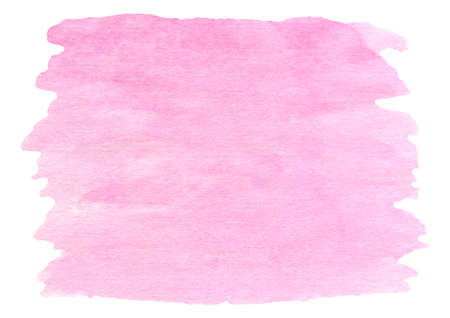 Watercolor pink brush stroke isolated on white. Hand painted pastel colored aquarelle background. Textured template smear for text or decoration design, scrapbook paper, banner, cards.の写真素材