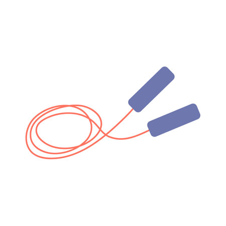 Jump rope vector illustration. Skipping rope workout tool isolated on white background. Colorful sports equipment for fitness, cardio trainings, weight loss exercises and fun in flat minimalist styleのイラスト素材