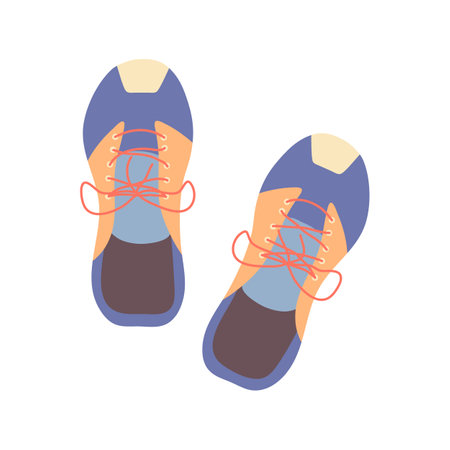 Sneakers vector illustration. Colorful sport shoes isolated on white background. Stylish footwear for running, gym workouts, fitness, athletic activities, and casual wear in flat minimalist styleのイラスト素材