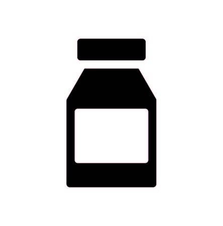 Flat style medical pharmaceutical bottles glasses containers scales icon Medicine pharmacy, black and whiteのイラスト素材