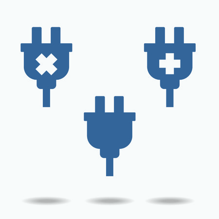 set of three plugs icon with an x sign, with a pharmacy sign. One of set web iconsのイラスト素材