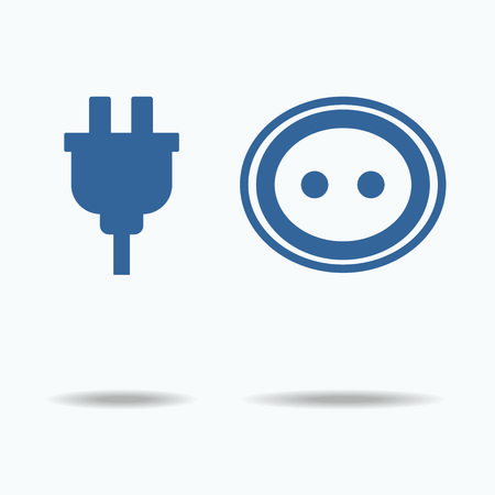 blue plug and socket icons. Single flat icon on, white background. vector illustration., One of set web iconsのイラスト素材