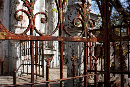 Iron Grill Ornamental Flourish Detail Backgroundの写真素材