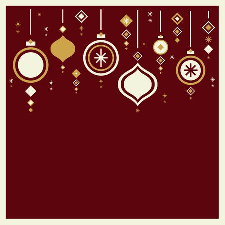 Dark red minimal elegant template for Greeting, Congratulations, Invitations. Stylish gold and white decorations. Merry Christmas and Happy New Year concept. Place for your text.のイラスト素材