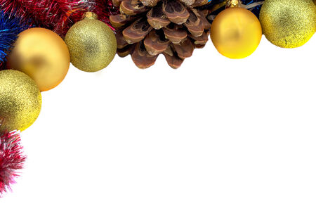 Christmas border with gold balls and bumpsの写真素材