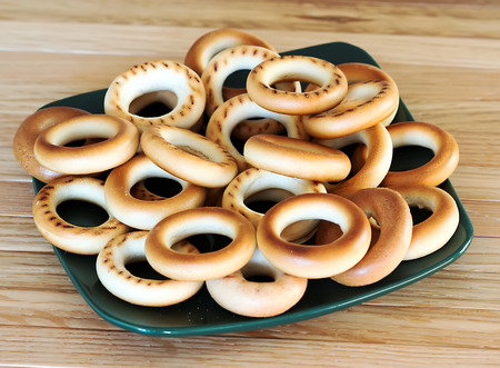 ruddy bagels on a plateの写真素材