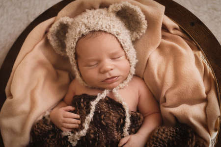 Sleeping newborn boy