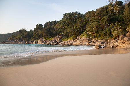 beautiful view of the sea shore of the Andaman Sea in Thailandの写真素材