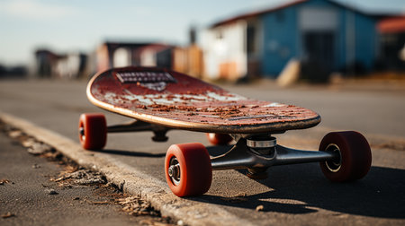 A skateboard board on the pavement. Sports conceptの素材