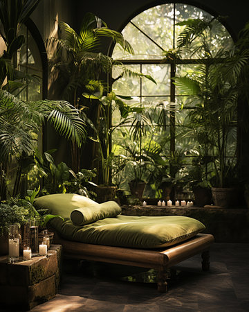 Massage room in an eco-friendly style. Relaxation and healthy lifestyleの素材