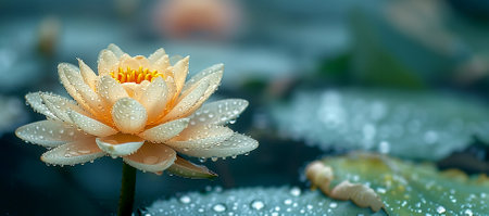 The lotus flower is a symbol of the Vesak holiday in honor of the birth, enlightenment and death of Buddha. Banner, copy spaceの素材