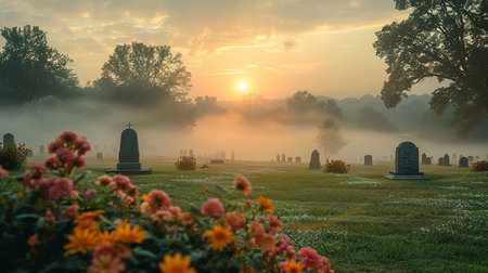 military cemetery. A moment of silence in honor of the fallen soldiers. Memorial Day in the USAの素材