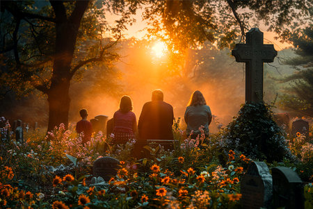 military cemetery. A moment of silence in honor of the fallen soldiers. Memorial Day in the USAの素材