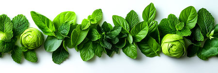 Banner with greenery and leaves. Vegan lifestyle. Veganuaryの素材