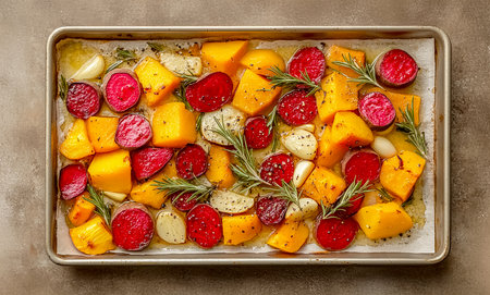 baked vegetables. Healthy vegetarian food. Spring foodの素材