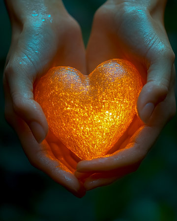 Figure of a heart in the palms of a person. Symbol of love and fidelityの素材