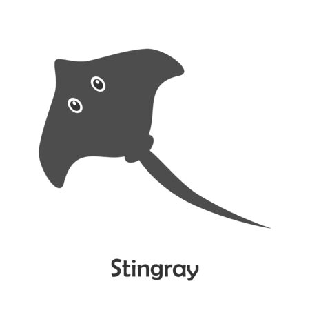 Stingray in cartoon style, marine card with ocean animal for kid, preschool activity for children, vectorのイラスト素材