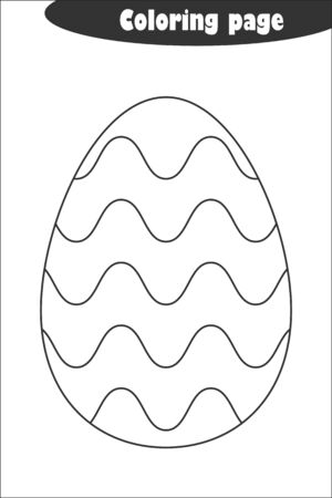 Decoration egg waves with stars in cartoon style, coloring page, easter education paper game for the development of children, kids preschool activity, printable worksheet, vectorのイラスト素材