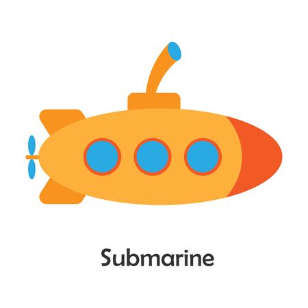 Submarine in cartoon style, card with transport for kid, preschool activity for children, vectorのイラスト素材
