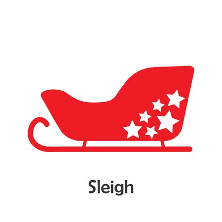 Sleigh in cartoon style, christmas card for kid, preschool activity for children, vectorのイラスト素材