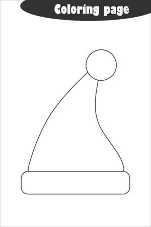 Xmas Santa Claus hat in cartoon style, coloring page, christmas education paper game for the development of children, kids preschool activity, printable worksheet, vectorのイラスト素材