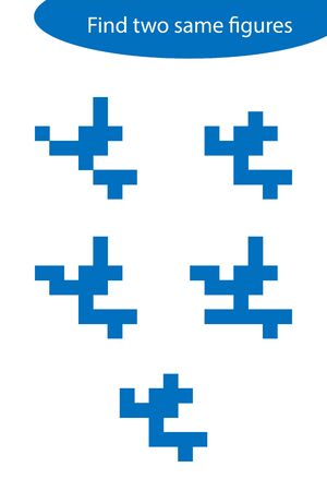 Find two identical figures, fun education game for children, preschool worksheet activity for kids, task for the development of logical thinking, vectorのイラスト素材